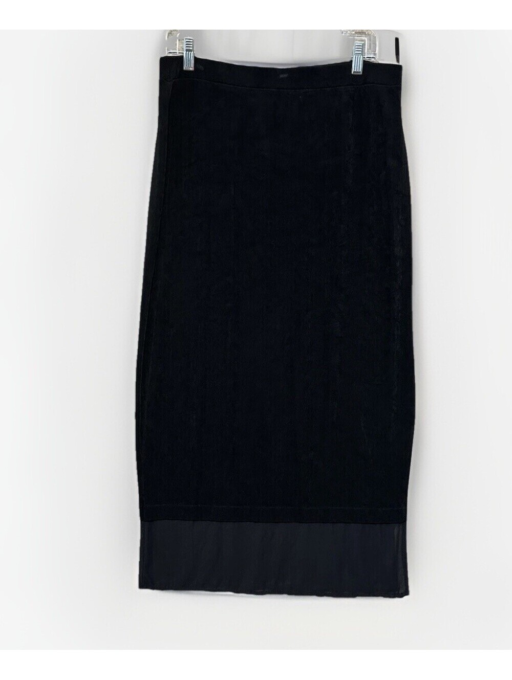 Chico's Travelers Skirt Slinky Pull On Straight Long Sz 2 Large Sheer Date Night